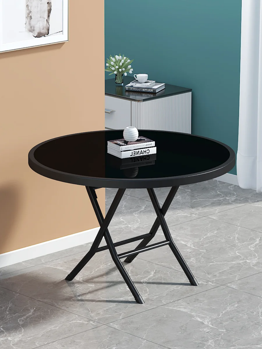LuxeRound Foldable Table