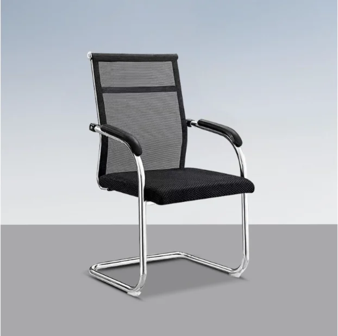 Modern Mesh Visitor Chair – Black with Chrome Base