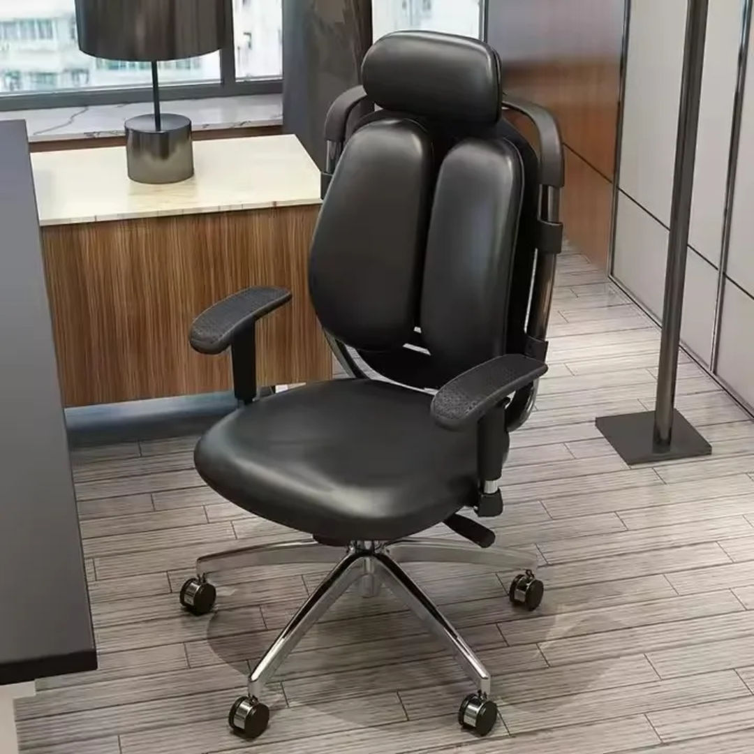 Luxury Executive Ergonomic Office Chair with Adjustable Headrest & Premium Cushion Support