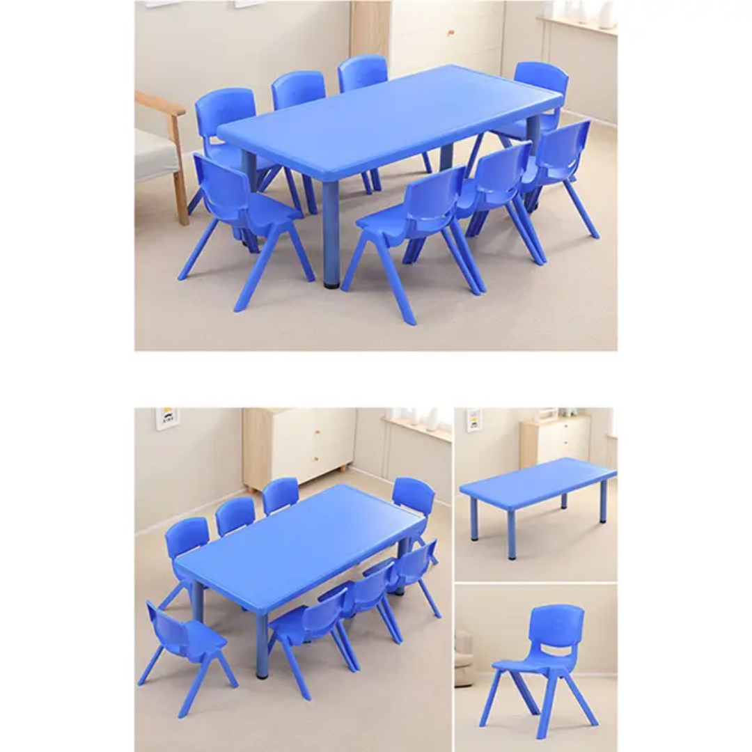 Elite Classroom Table Set – Blue (8 Seater)